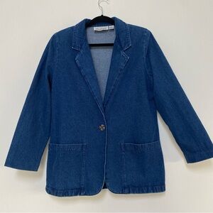 Lisa Josephs Vintage Cotton Denim Oversized Longline Blazer Small EUC